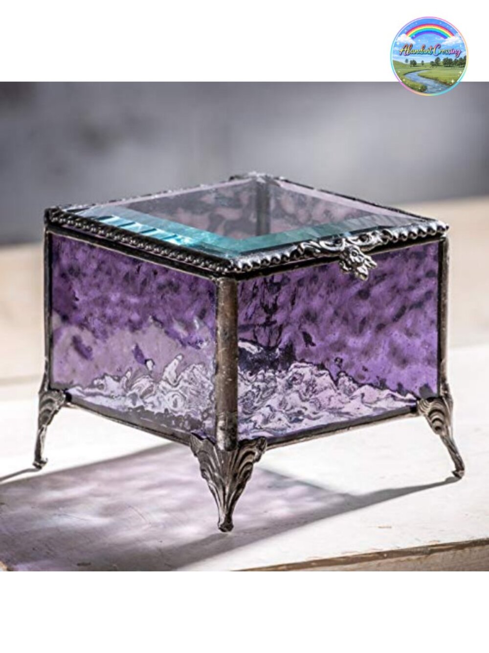 Glass Keepsake Jewelry Box 3x3 Hinged Trinket Organizer